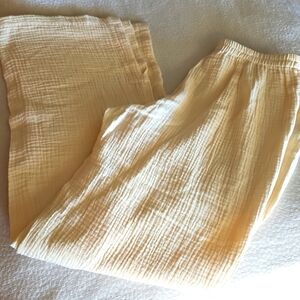 Soft Surroundings Cream Yellow Gauze Pants XS Full Length